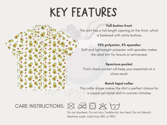 Cute Avocado Hawaiian Shirt, Beach Shirt