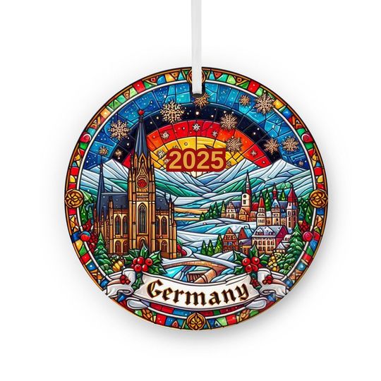 Germany Ceramic Christmas Ornament: Faux Stained Glass Effect