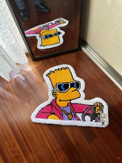 Bart Simpson Rug, Simpsons Tufted Rug, Cartoon Character Rug, Handmade Bedroom Decor, Gift