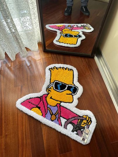 Bart Simpson Rug, Simpsons Tufted Rug, Cartoon Character Rug, Handmade Bedroom Decor, Gift
