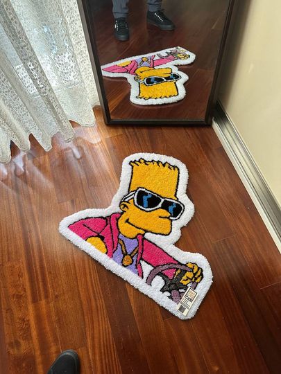 Bart Simpson Rug, Simpsons Tufted Rug, Cartoon Character Rug, Handmade Bedroom Decor, Gift