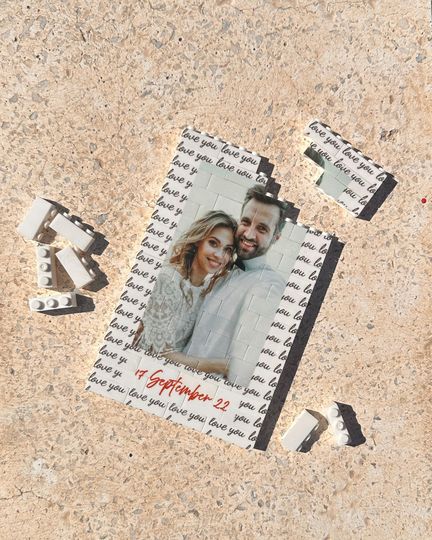 Custom Photo Puzzle Blocks For Couples: Heart-Shaped Couple Gift  | Anniversary Gift | Personalized Christmas Gift For Couples
