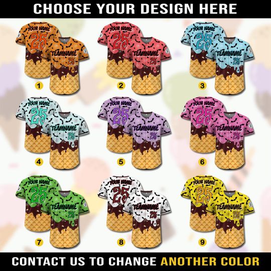 Custom Summerween Ice Cream Baseball Jersey, Personalized Summer Vacation Baseball Jersey