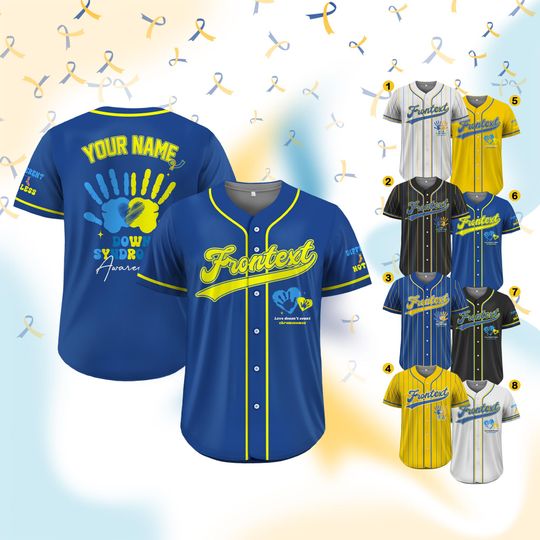 Custom Down Syndrome Awareness Baseball Jersey with Name & Number – 3/21 Gift