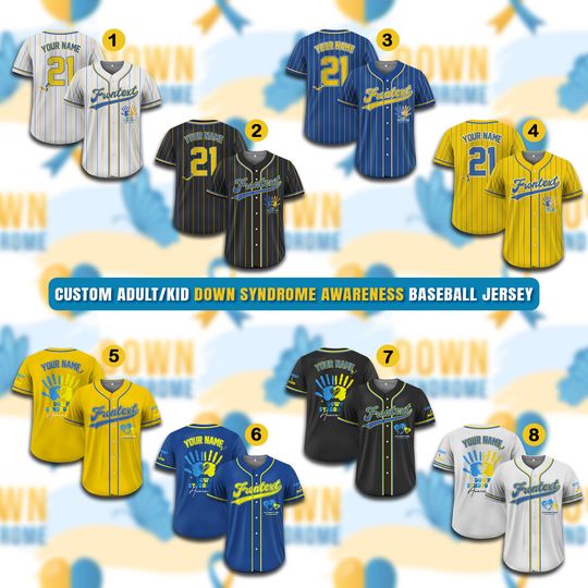 Custom Down Syndrome Awareness Baseball Jersey with Name & Number – 3/21 Gift