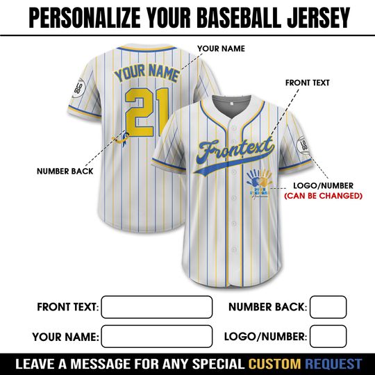 Custom Down Syndrome Awareness Baseball Jersey with Personalized Name