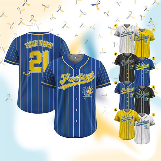 Custom Down Syndrome Awareness Baseball Jersey with Name & Number – 3/21 Gift