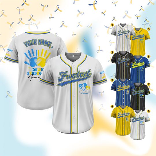 Custom Down Syndrome Awareness Baseball Jersey with Name & Number – 3/21 Gift