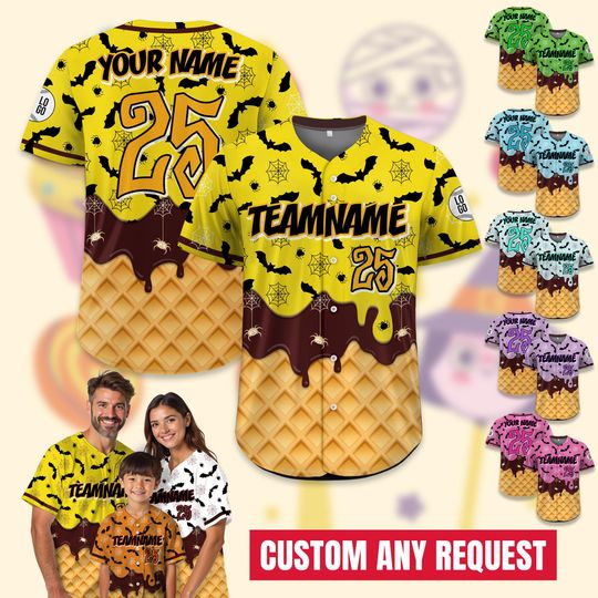 Custom Summerween Ice Cream Baseball Jersey, Personalized Summer Vacation Baseball Jersey