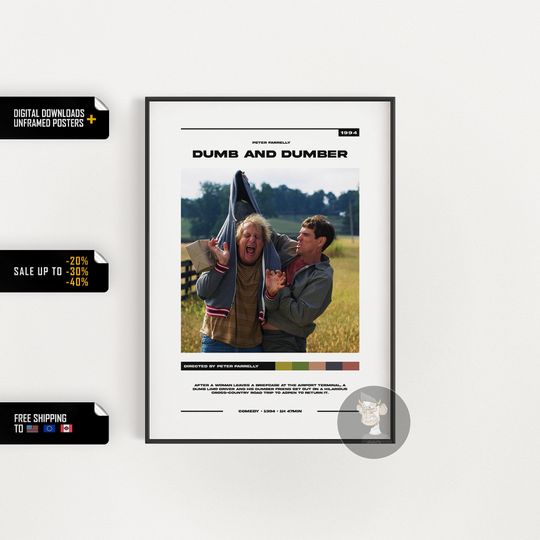 Dumb And Dumber - Peter Farrelly - Minimalist movie poster - Mid century Retro Modern Vintage