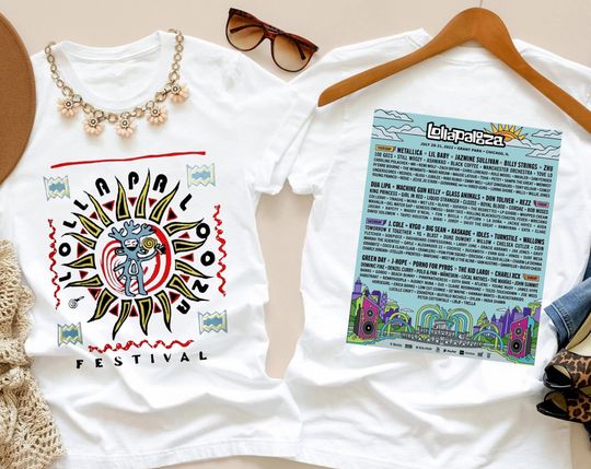 Lollapalooza 2022 Music Festival T-Shirt, Double Sided Shirt