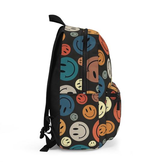 Vintage Smiley Face Backpack. Bookbag with Padded back. Light weight backpack