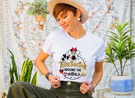 Drinking Around The World Front and Back Shirt, Disney Epcot Drinking Shirt