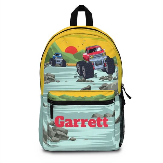Monster truck backpack, Back pack for kids, Backpack boys personalize, Monogram Large school backpack kid