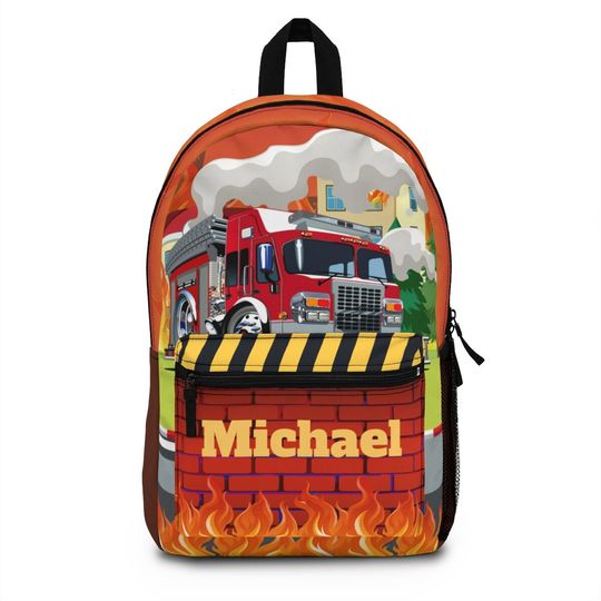Fire truck backpack, Back pack for kids, Backpack boys personalize, Monogram Large school backpack kid