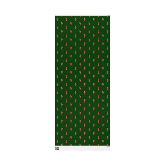 B.E. Inspired Christmas Wrapping Paper: Green Holiday Santa Icon Gift Wrap