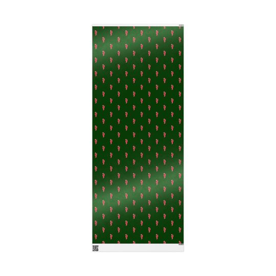 B.E. Inspired Christmas Wrapping Paper: Green Holiday Santa Icon Gift Wrap