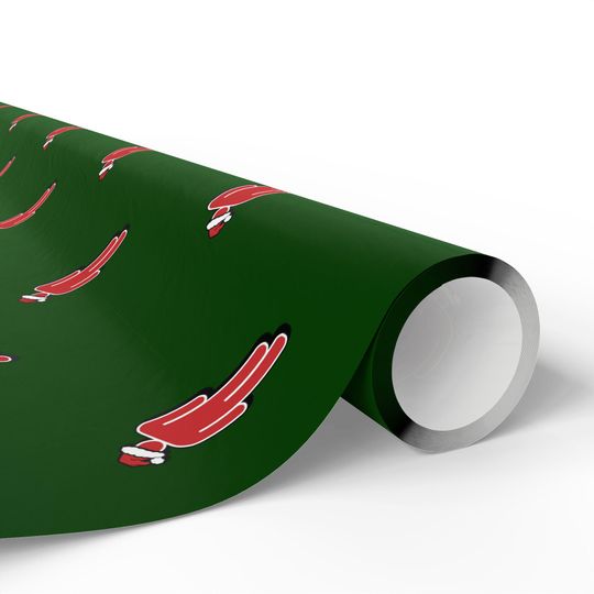 B.E. Inspired Christmas Wrapping Paper: Green Holiday Santa Icon Gift Wrap