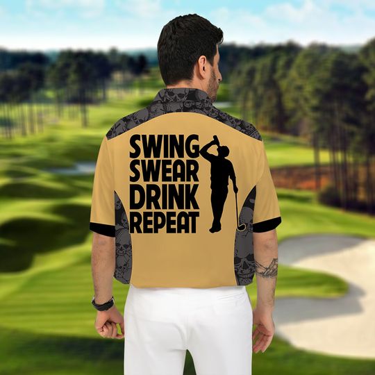 Swing Swear Drink Repeat Polo Shirt, Golf Polo Shirt, Golf Lover Shirt