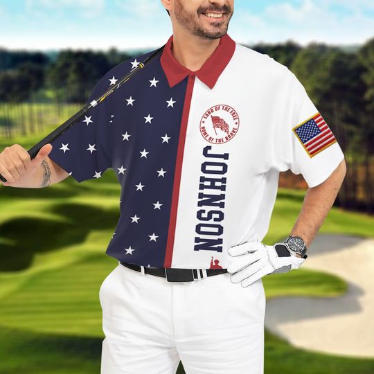 Personalized Patriotic USA Flag Custom Polo Shirt, 4th July Veteran Shirt