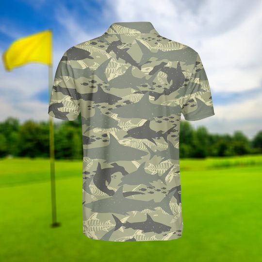 Men Shark Polo Shirt, Golf Military Polo Shirt, Best Shark Shirt For Men