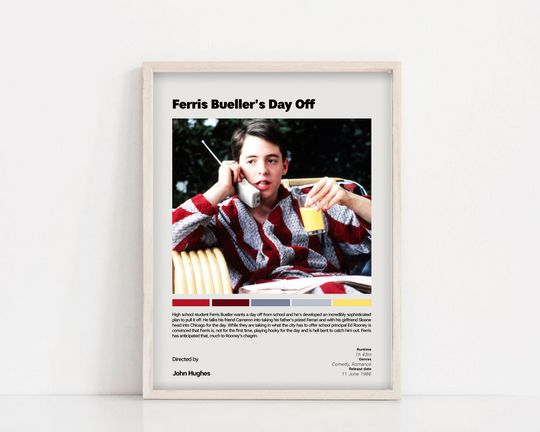 Ferris Bueller's Day Off | John Hughes Minimalist Movie Poster Cult Movie poster
