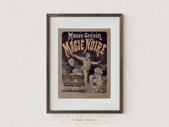 Black Magic French Show Poster | Vintage Spooky Occult Halloween Printable Wall Art