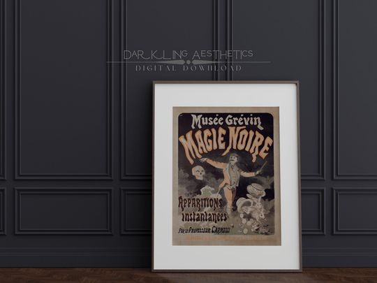 Black Magic French Show Poster | Vintage Spooky Occult Halloween Printable Wall Art