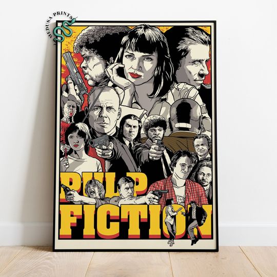 Pulp Fiction Poster, Mia Wallace Wall Art, Rolled Canvas Print, Movie Poster