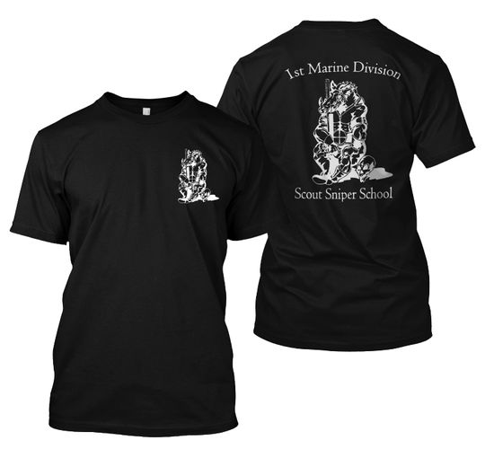 New Scout Sniper Camp Pendleton School 1st division Double sided tshirt
