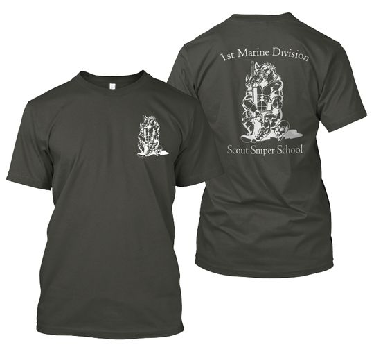 New Scout Sniper Camp Pendleton School 1st division Double sided tshirt