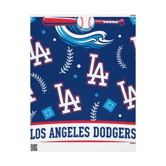 Los Angeles Dodgers Pattern Wrapping Paper | Baseball Team Gift Wrap