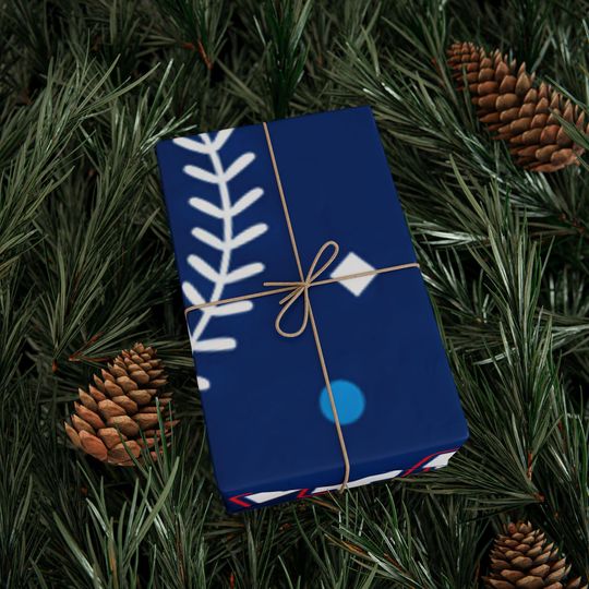 Los Angeles Dodgers Pattern Wrapping Paper | Baseball Team Gift Wrap