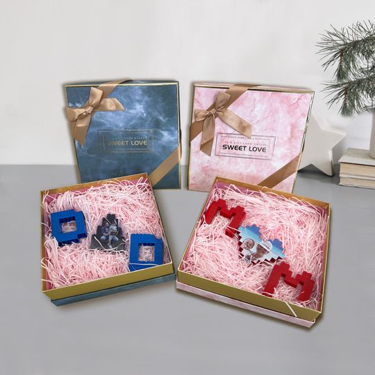 Custom Building Brick Personalized Photo Block Puzzle Heart Shaped Picture Customized Valentines Day Gifts for Couples, Father's Day Gift