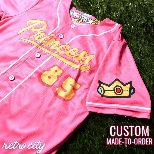 Princess Peach Mushroom Kingdom Princess Baseball Jersey *CUSTOM*