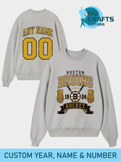 Personalized Boston Bruins Hockey Sweatshirt, Custom Name & Number