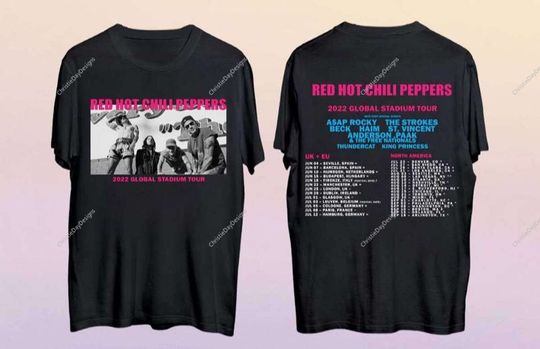 Red hot chili peppers 2022 global stadium tour shirt
