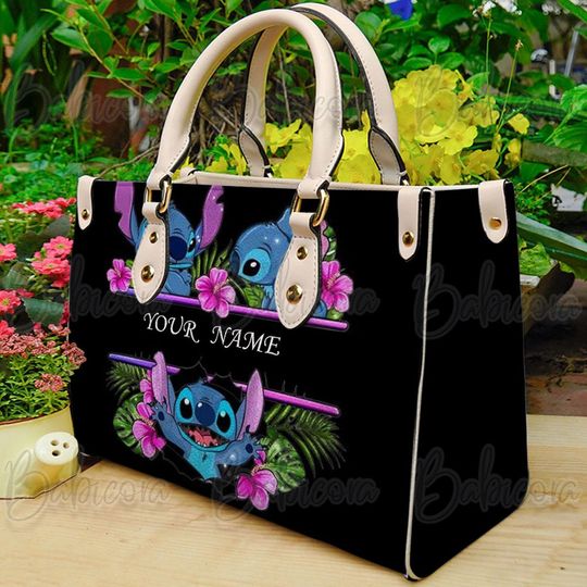 Custom Name Stitch Disney Bag, Lilo And Stitch Leather Handbag