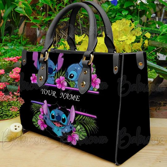 Custom Name Stitch Disney Bag, Lilo And Stitch Leather Handbag