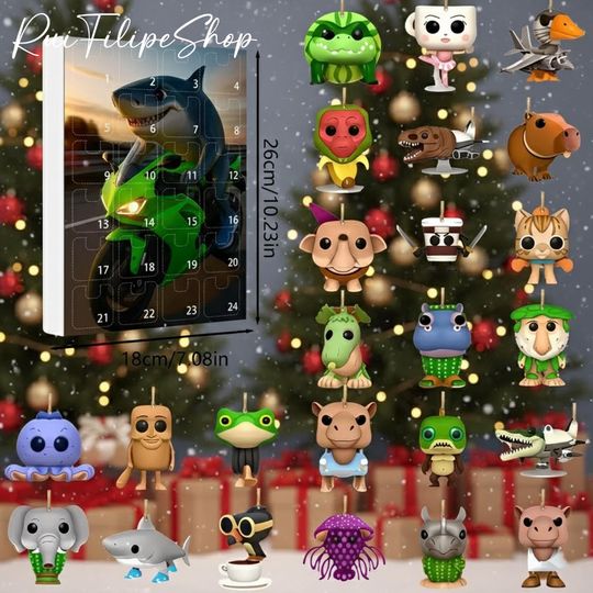 Funny Brainrot Advent Calendar, Funny Shark Advent Calendar, Funny Christmas Advent Calendar, Unique Holiday Countdown Gift