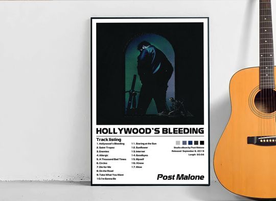 Post Malone - Hollywood's Bleeding, Minimalist Album Cover Poster