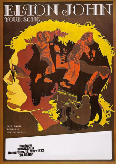 Elton John 1972 Hamburg- Concert poster