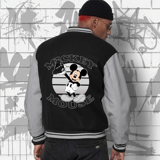 Custom Disney Mickey Mouse White Thunder Varsity Jacket, Mickey Mouse Baseball Jacket
