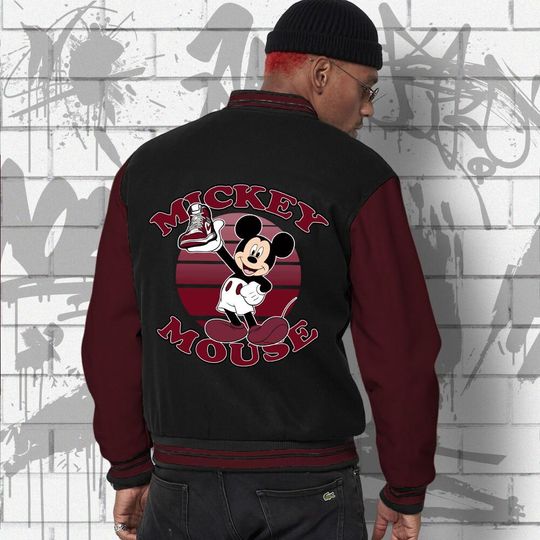 Custom Unisex Varsity Jacket, Mickey Mouse Sneaker, Varsity Jacket