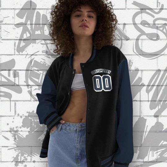 Custom Disney Mickey Mouse Diffused Blue Varsity Jacket, Mickey Mouse Baseball Jacket