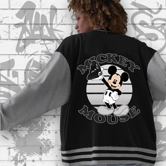 Custom Disney Mickey Mouse White Thunder Varsity Jacket, Mickey Mouse Baseball Jacket
