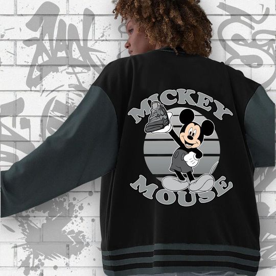 Custom Unisex Varsity Jacket, Mickey Mouse Sneaker, Varsity Jacket