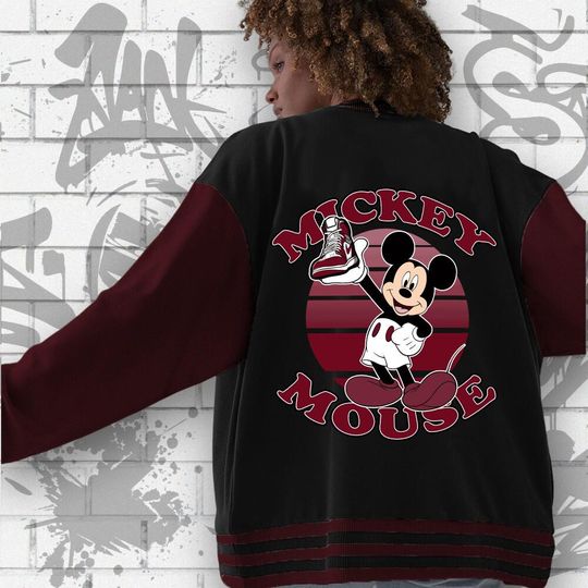 Custom Unisex Varsity Jacket, Mickey Mouse Sneaker, Varsity Jacket