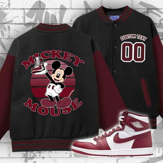 Custom Unisex Varsity Jacket, Mickey Mouse Sneaker, Varsity Jacket