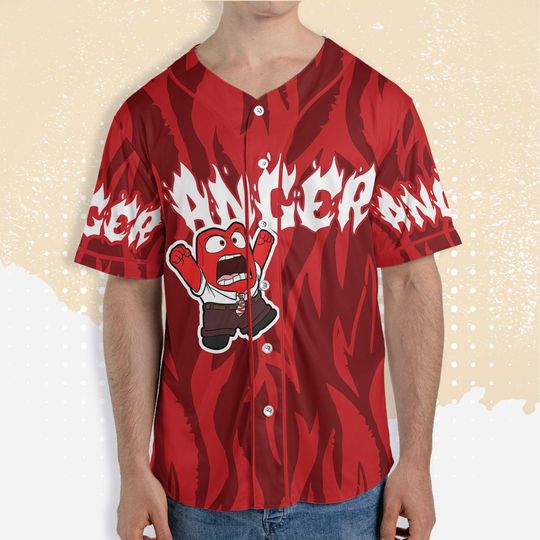Personalized Inside Out Anger Red Baseball Jersey, Disney Anger Baseball Jersey